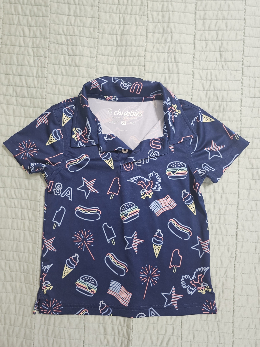Chubbies Navy USA Print Polo Shirt